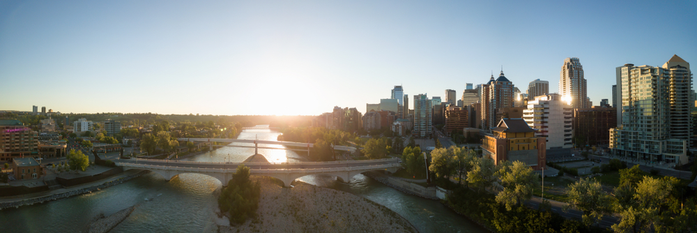 Arial panorama of downtown Calgary